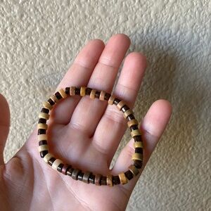 Wood, Sunstone and Picasso Jasper Beaded Bracelet